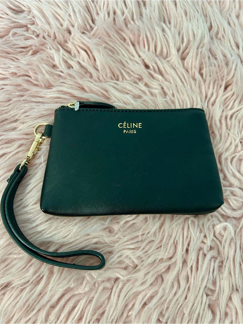 Celine Black Leather Wristlet Pouch